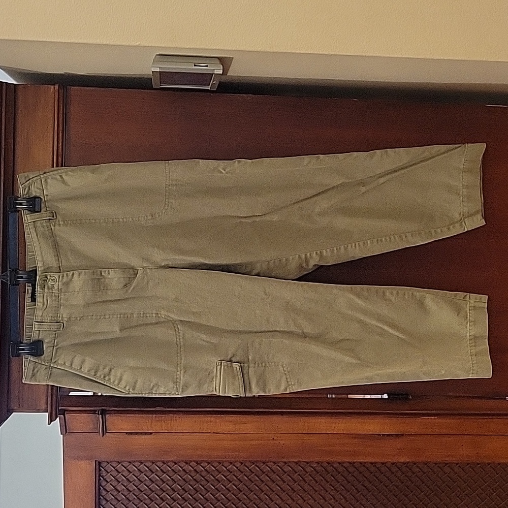 Talbots | Summer Cargo Cropped Pants Green Partial Elastic Waist Comfy - Size 8